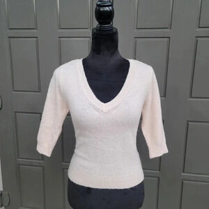 Chelsea28 Sweater Womens Pink Oversize V-Neck Pullover Wool Blend Knit Top Sz S